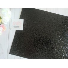Кожзам с крупными блестками, 22*30 см, цвет черный