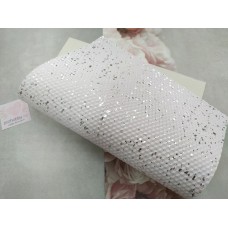 Кожзам текстурный "Брызги", цвет белый/серебро