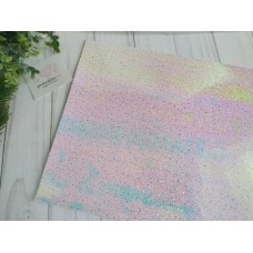 Кожзам зеркальный "Брызги", 21*30 см, цвет белый хамелеон