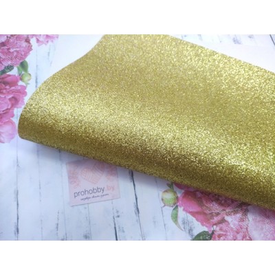 Кожзам с глиттером, 21*30 см, цвет золото