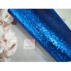 Кожзам с крупными блестками, 21*30 см, цвет синий