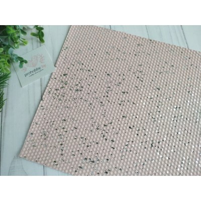 Кожзам текстурный "Брызги", цвет дымчато-розовый/серебро