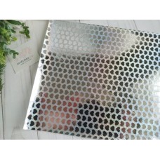 Кожзам голографик "Сердечко", цвет серебро