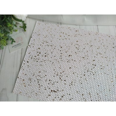 Кожзам текстурный "Брызги", цвет белый/золото