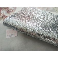 Кожзам с крупными блестками, 21*30 см, цвет серебро №2