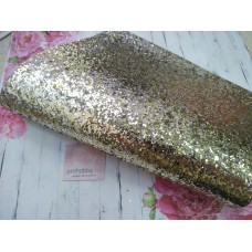 Кожзам с крупными блестками, 22*30 см, цвет золото/серебро