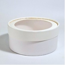Коробка круглая с окном, 16*7 см, цвет белый