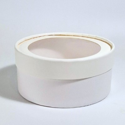 Коробка круглая с окном, 16*7 см, цвет белый