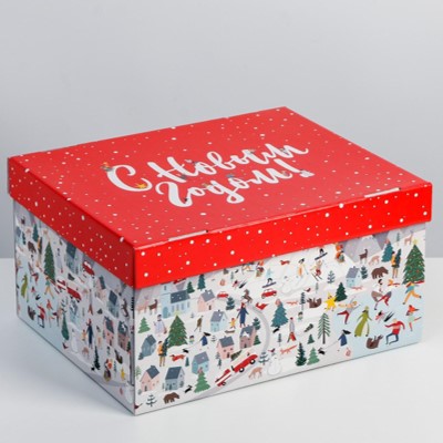 Коробки самосборные новогодние, 31*25,5*16 см, в ассортименте 
