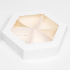 Коробка менажница самосборная с прозрачным окошком, 20*4 см, цвет белый