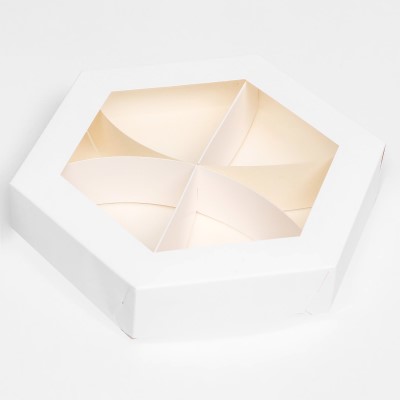 Коробка менажница самосборная с прозрачным окошком, 20*4 см, цвет белый