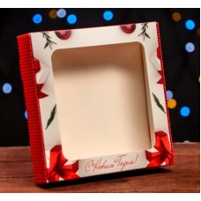 Коробка подарочная новогодняя с окном "Вязанка!", 16*16*3 см