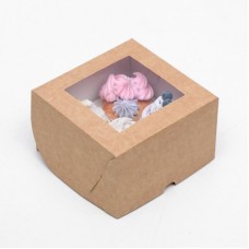 Коробка самосборная на 4 капкейка с прозрачным окошком, 16*16*10 см