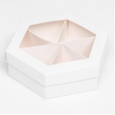 Коробка менажница самосборная с прозрачным окошком, 18,5*18,5*5,5 см, цвет белый