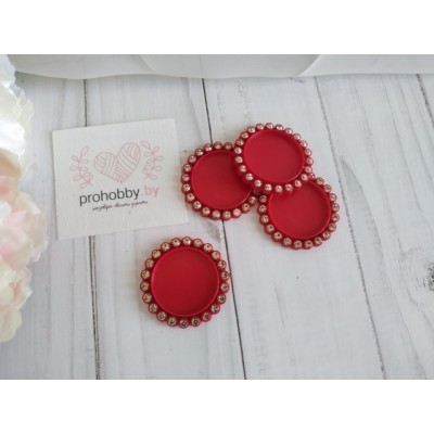 Крышечка-серединка со стразами, цвет красный
