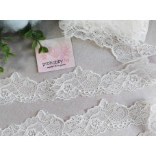 Кружево эластичное, цвет белый, 38 мм