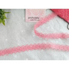 Кружево капроновое, цвет  коралловый, 15 мм