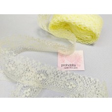 Кружево капроновое, цвет бледно-жёлтый, 37 мм