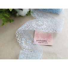 Кружево капроновое, цвет голубой, 37 мм