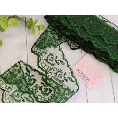 Кружево "Яблочки", 40 мм, синий тёмно-зелёный