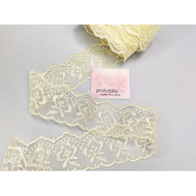 Кружево "Яблочки", цвет жёлтый, 40 мм