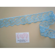 Кружево "Яблочки", 40 мм, голубой цвет