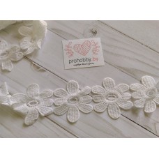 Кружево Цветы, белое, 55 мм