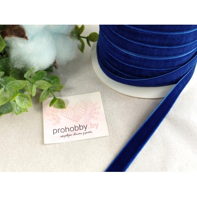 Лента бархатная 10 мм, цвет синий №175