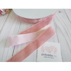 Лента бархатная 25 мм, цвет розовый №13