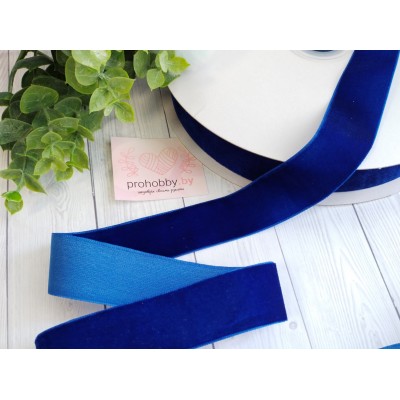 Лента бархатная 25 мм, цвет синий №175