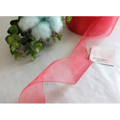 Лента органза 40 мм, цвет коралловый №BK41