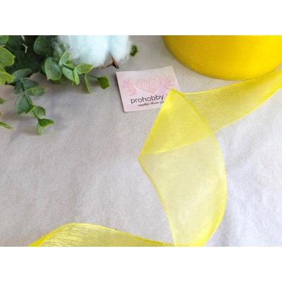 Лента органза 40 мм, цвет жёлтый №1142