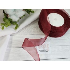 Лента органза 25 мм, цвет бордовый №1048