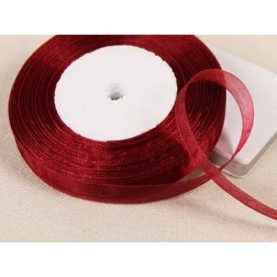 Лента органза 12 мм, цвет бордовый №ВК01