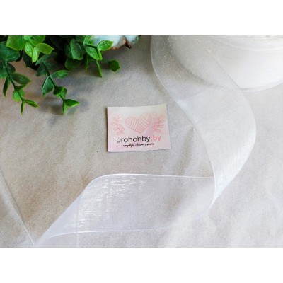 Лента органза 40 мм, цвет белый №1001