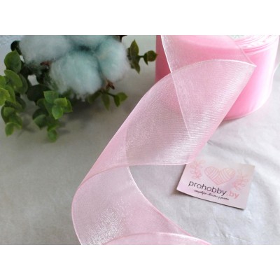 Лента органза 50 мм, цвет розовый №1004