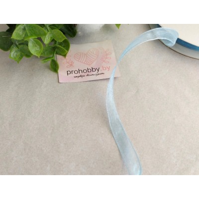 Лента органза 10 мм, цвет голубой