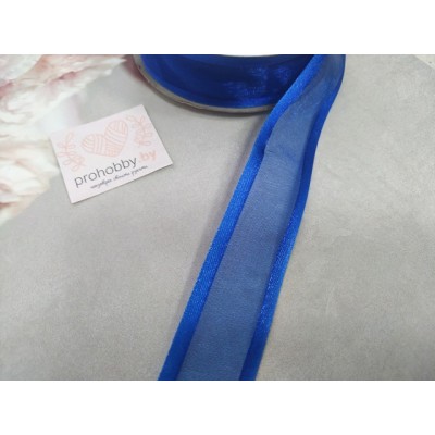 Лента органза с атласными краями, цвет синий №40