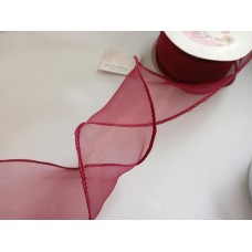 Лента органза с декоративным швом 50 мм, цвет бордовый