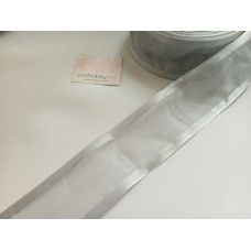 Лента органза с атласными краями 40 мм, цвет серый