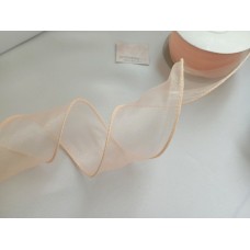 Лента органза с декоративным швом 50 мм, цвет персиковый