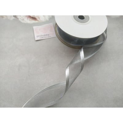 Лента органза с атласными краями, цвет серый №59