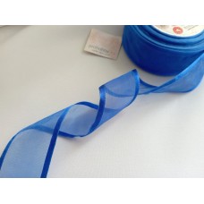 Лента органза с атласными краями 40 мм, цвет синий №40
