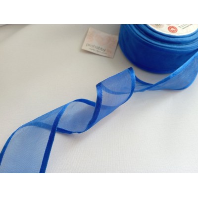 Лента органза с атласными краями 40 мм, цвет синий №40