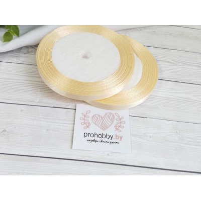 Лента атласная 6 мм, цвет айвори №083, катушка 23 м