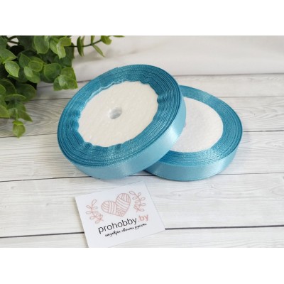 Лента атласная 12 мм, цвет голубой №187, катушка 23 м
