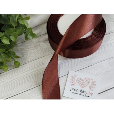 Лента атласная 25 мм, цвет шоколадный №070