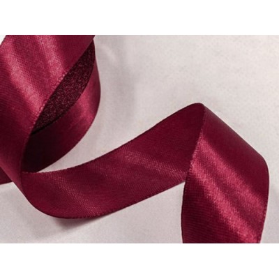 Лента атласная 25 мм, цвет вишнёвый, катушка 23 м