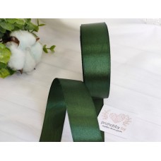Лента атласная 25 мм, цвет тёмно-зелёный №049, катушка 23 м