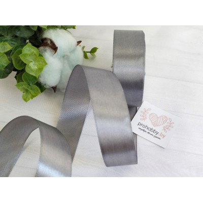 Лента атласная 25 мм, цвет тёмно-серый №180